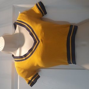 Cute yellow navy blue crop top